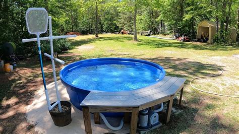 waterfall stock tank pool installation